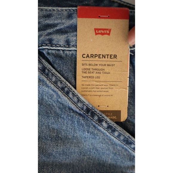 Levi's Original Men's Sz 38x32 Blue Tapered Carpenter Jeans $70 - Picture 5 of 7